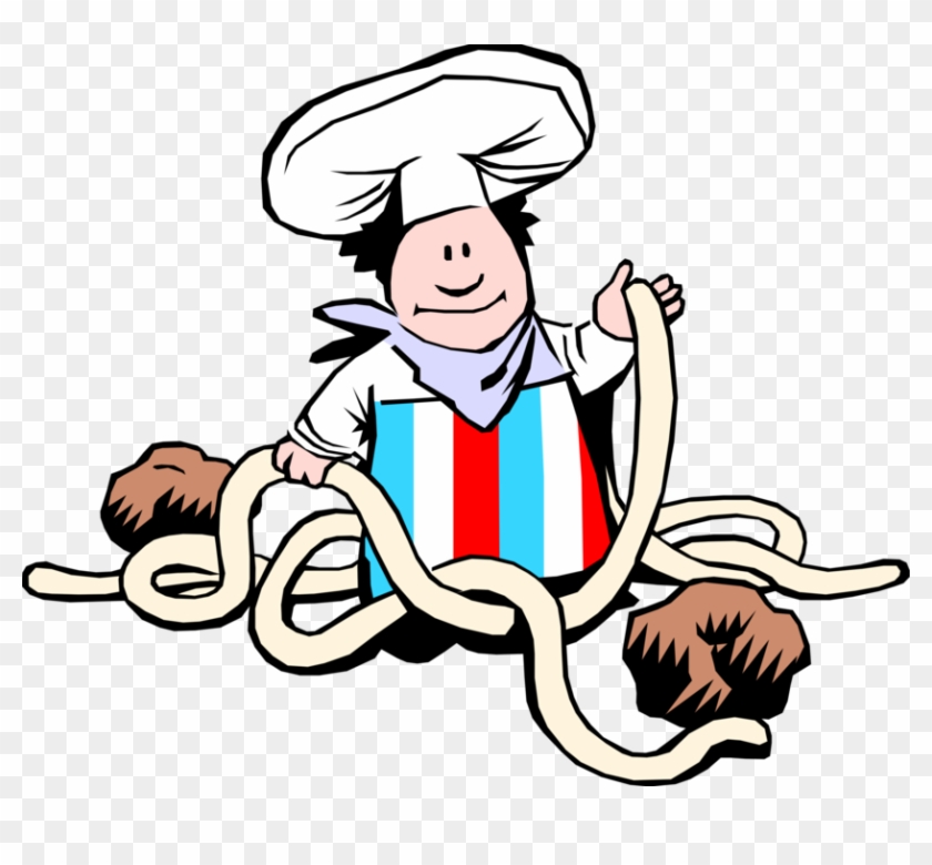 Vector Illustration Of Italian Cuisine Pasta Chef Prepares - Cartoon Pasta #682132