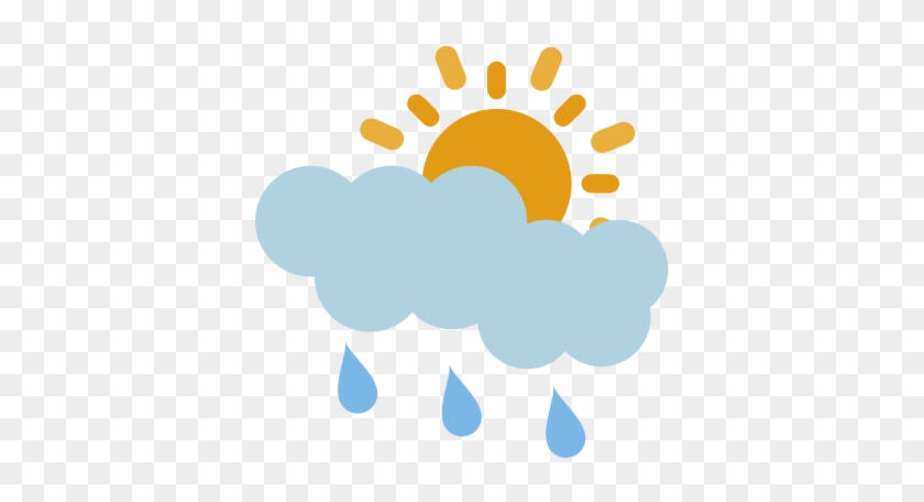 Partly Covered Cartoon Sun - Sun And Rain Icon #682658