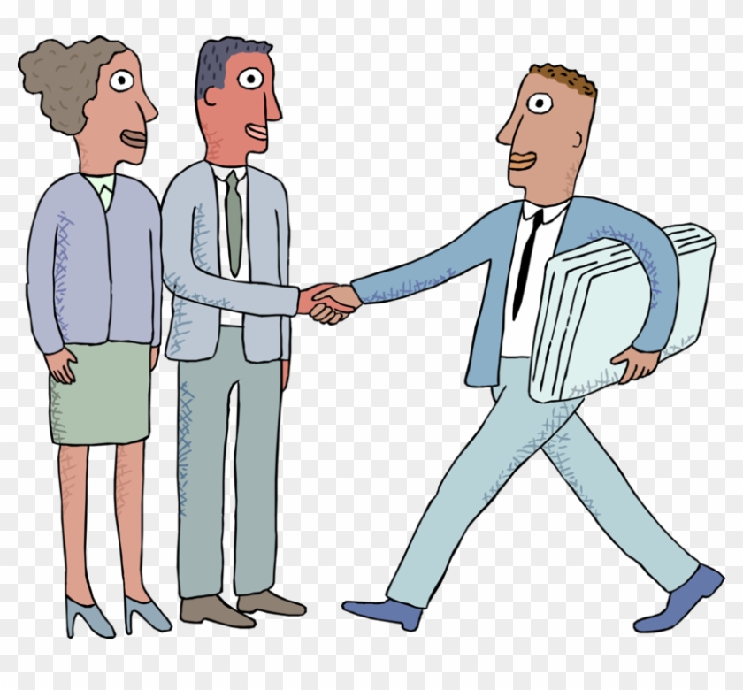 Vector Illustration Of Office Workers Shaking Hands - Presentation #683908