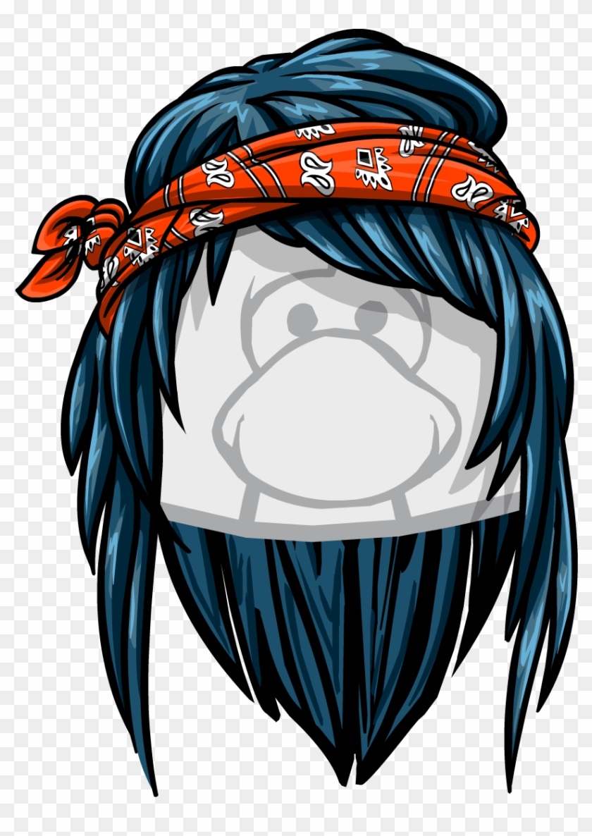 The Roll Bandana - Club Penguin Black Hair #684409