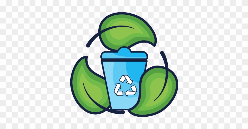 Recycle Bin With Natural Leaves Design - Cuidado Del Medio Ambiente Dibujos #684709