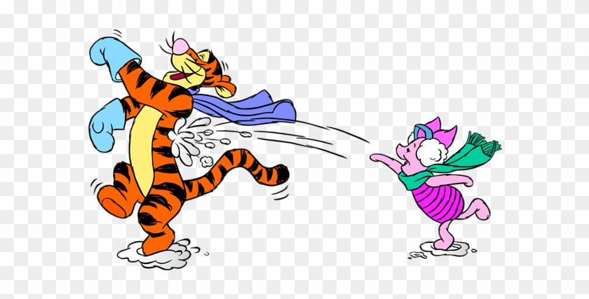 Tigger And Piglet With Snowballs Png Clip Art Image - Snowballs Png #684776