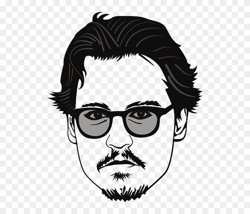 Glass Portrait, Face, Glasses, Celebrity, Johnny, Glass - Johnny Depp Clipart Png #684857