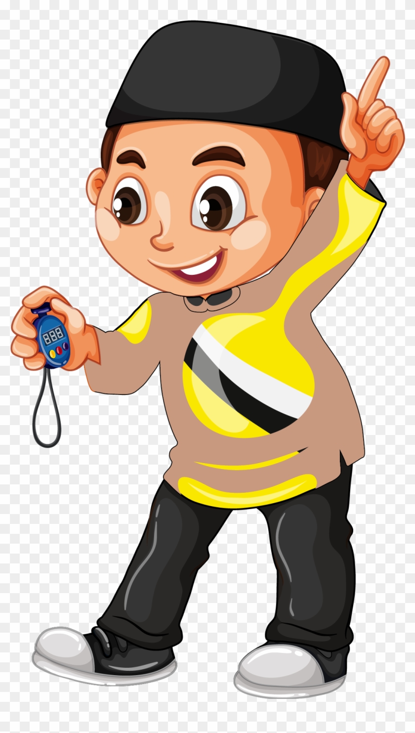 Muslim Islam Clip Art - Cartoon Holding Stopwatch #684966