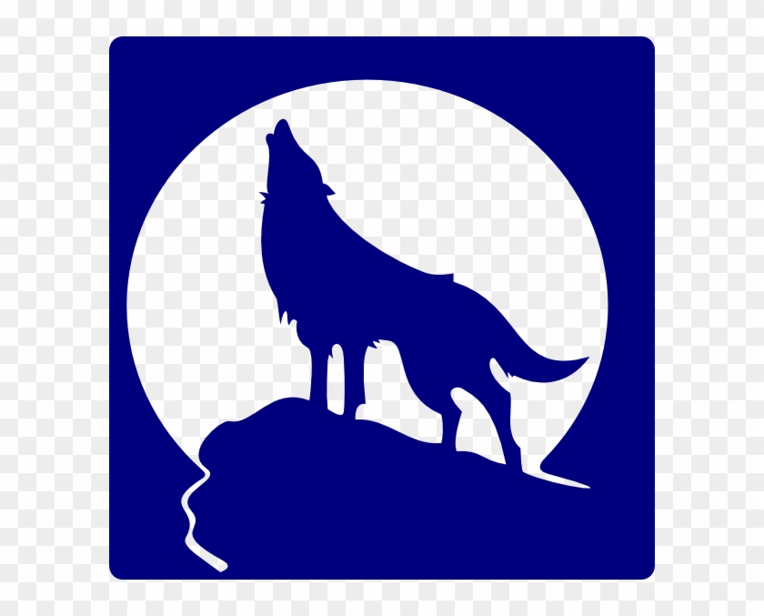 Blue Wolf Silhouette To The Moon Clip Art - Blue Howling Wolf Logo #685489