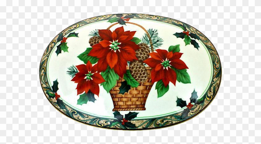 Vintage Mikasa Christmas Box With Poinsettia Motif - Bone China #685889