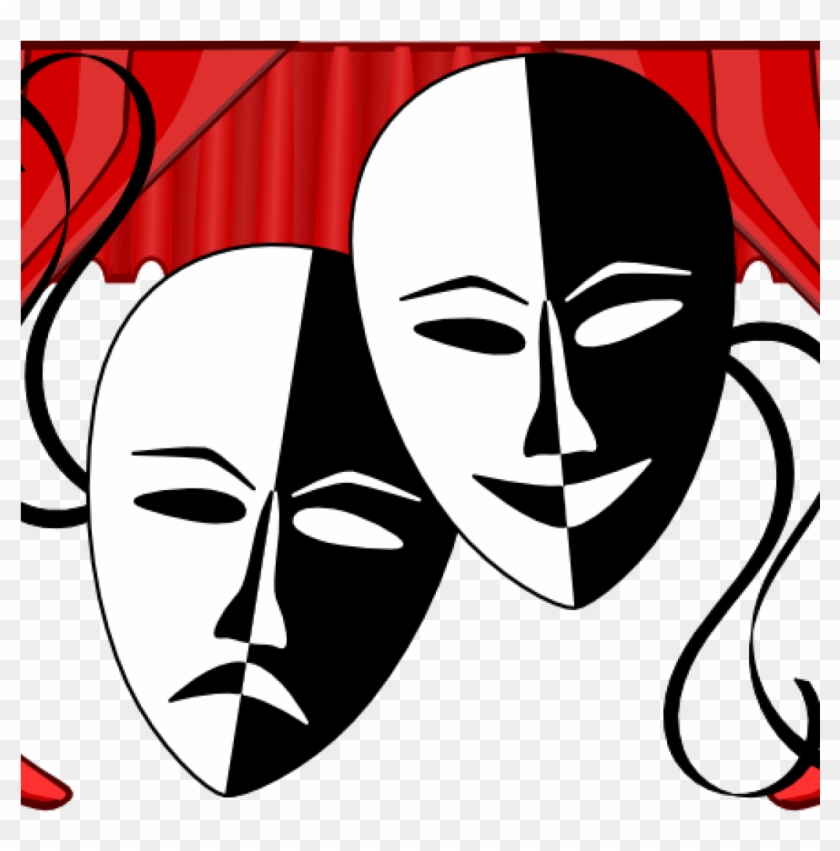 Theatre Clip Art Theatre Masks Clip Art At Clker Vector - Drama Mask Black And White #686231