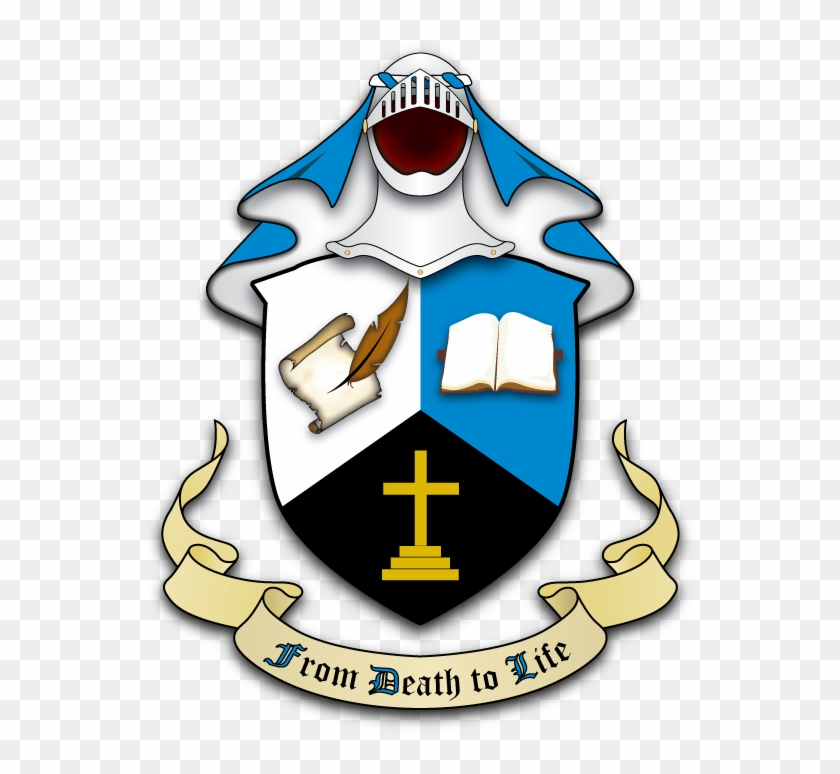 Per Pall Inverted, Argent, Azure And Sable, In Dexter - Bible Coat Of Arms #687066