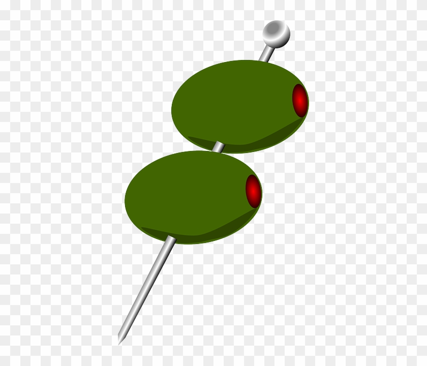 Cocktail Green, Glass, Food, Stick, Cartoon, Drink, - Olives On A Stick #687708
