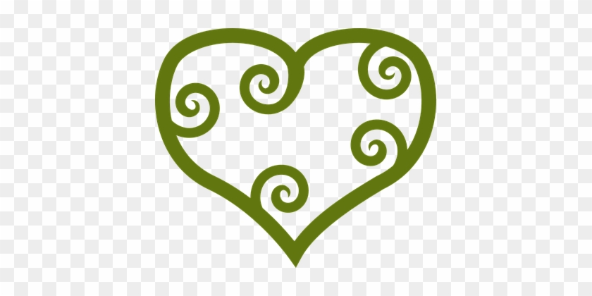 Heart Love Olive Decorative Swirls Floral - Valentine Clip Art #687725