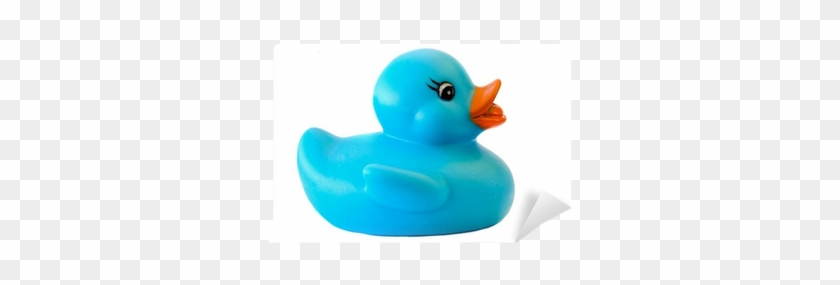 Blue Plastic Duck A Over White Background Wall Mural - Stock Photography #687768