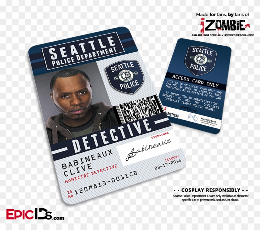 Seattle Police Department 'izombie' Homicide Detective - Police Department Id Cards #687833