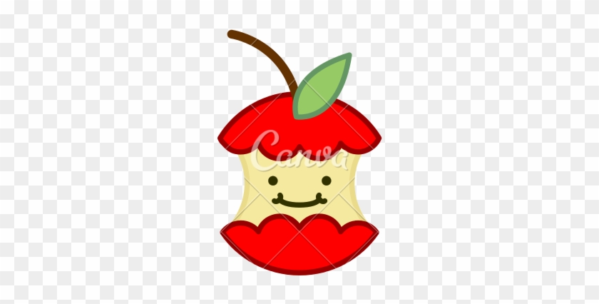 Red Apple Core Cute Cartoon - Apple Core Cartoon #688233