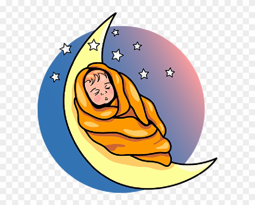 Baby On The Moon Cartoon Clip Art Images - Baby Sleeping On Moon Clip Art #688268