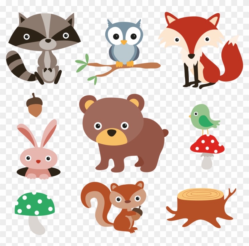 Squirrel Raccoon Cartoon Forest - Free Woodland Animal Owl Clipart #688595