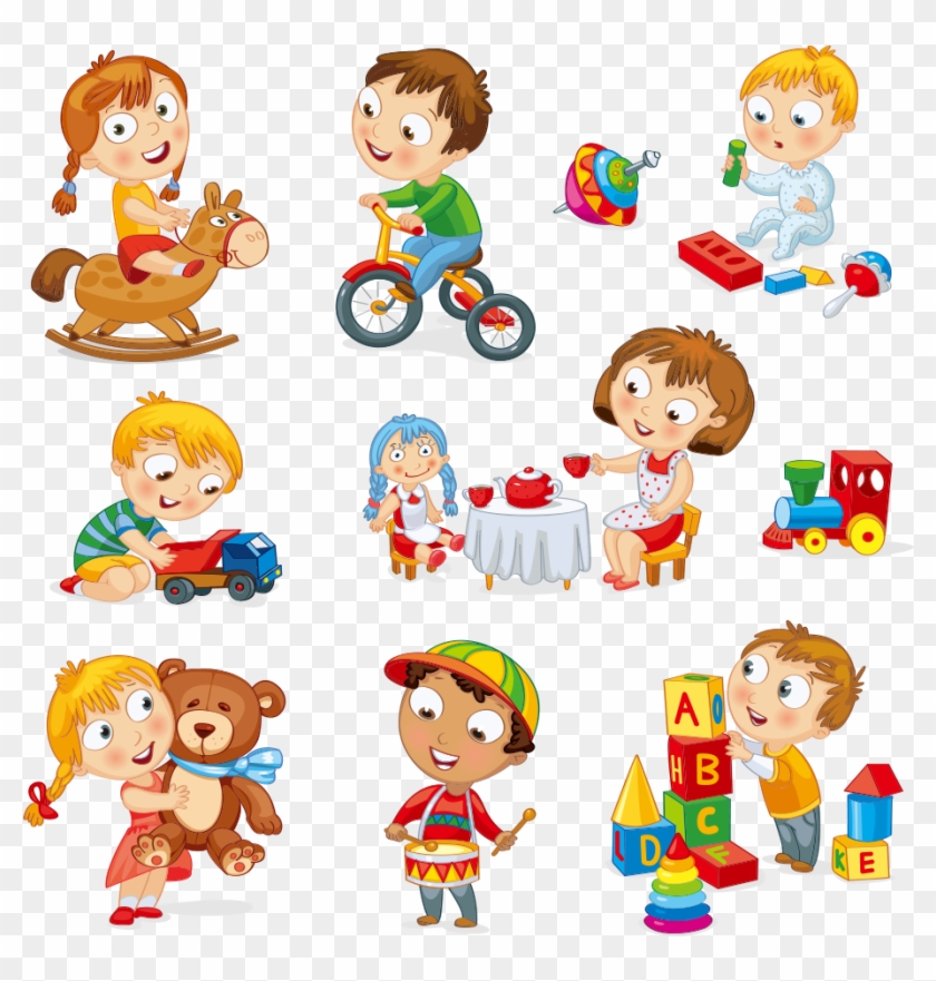 Child Toy Play Cartoon - Cartoon Children Playing With Toys - Free  Transparent PNG Clipart Images Download