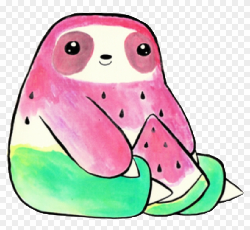 Sloth Animal Nature Cute Kawaii Fruit Watermelon Melon - Watermelon Sloth #689797