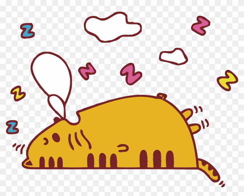 Cat Wall Sticker Clip Art - Cute Lazy Cat Cartoon #689959