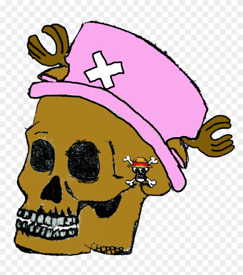 One Piece, Chopper, Skull, Head, Anime, Pink, Drawing, - Skull #690061