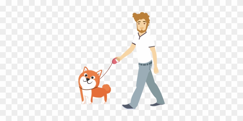 Guy Walking Dog - Walked Dog Cartoon Png - Free Transparent PNG Clipart  Images Download