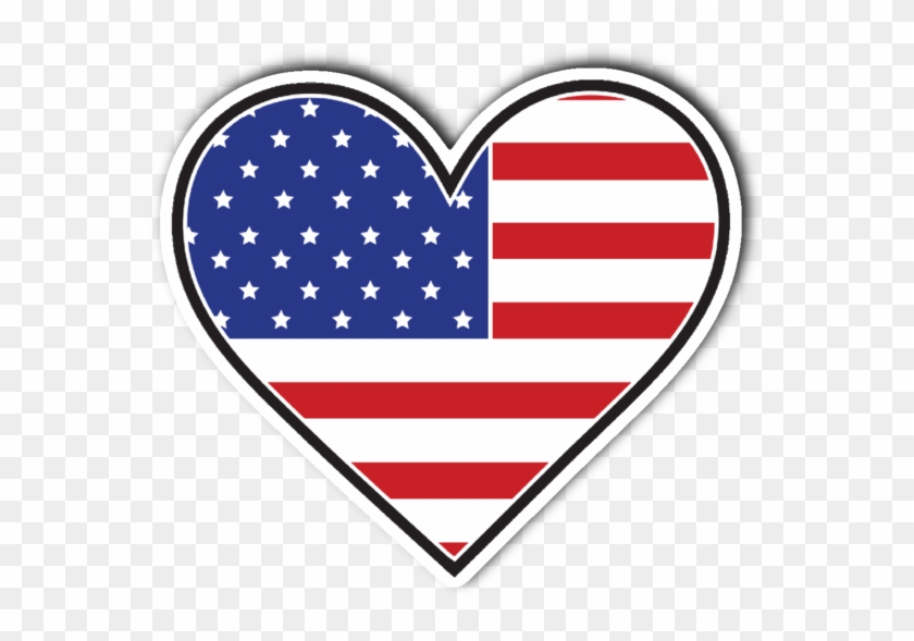 Usa Flag Heart Vinyl Die Cut Sticker - American Flag In The Shape Of A Heart #690333