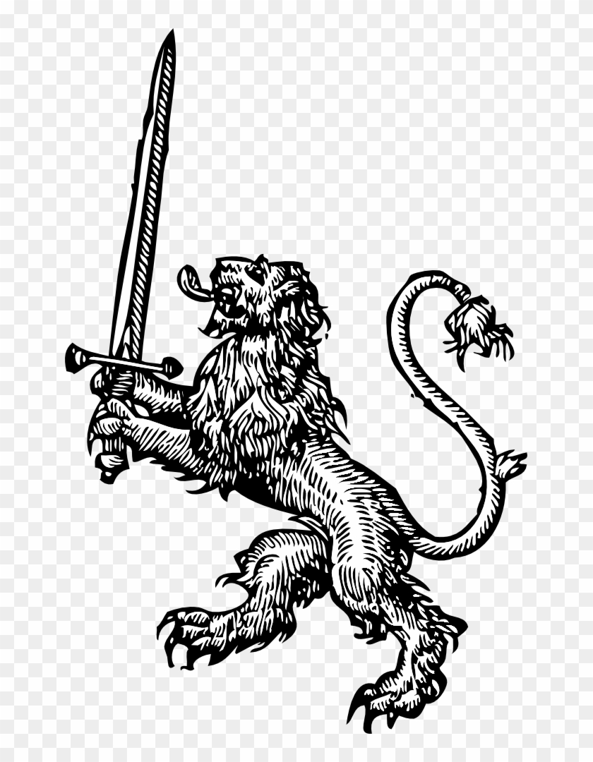 Clip Arts Related To - Rampant Lion With Sword #690557