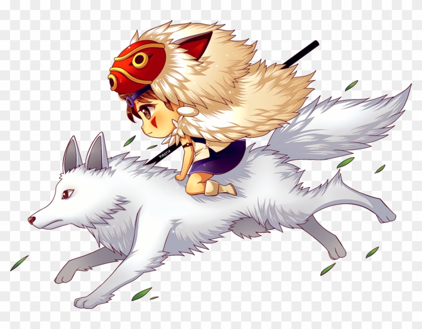 Princess And Wolf By Firstiart - Princesa Mononoke Chibi Png #690758