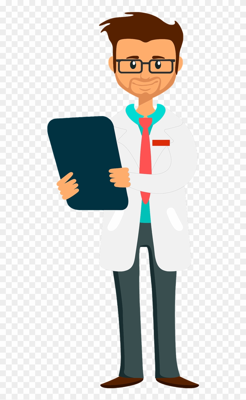 Cartoon Of A Man Wearing A Lab Coat With A Clipboard - Clipart Of A Doctor #690984