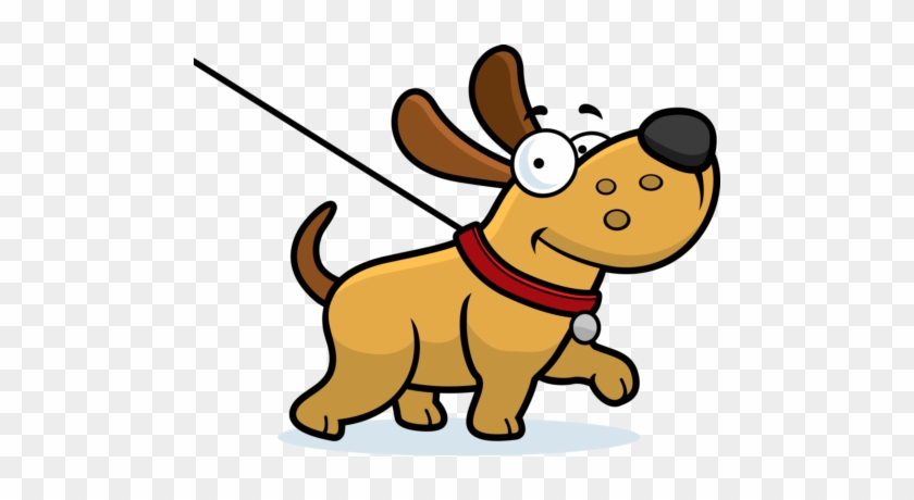 Cartoon Dog On A Leash #691297