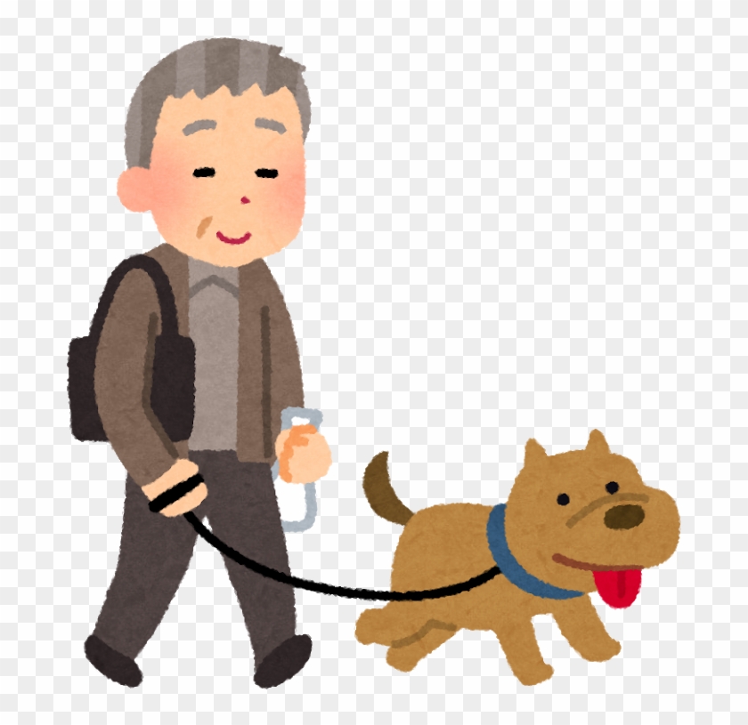 犬の散歩をしているヒトのイラスト（お爺さん） - 犬 の 散歩 イラスト #691351