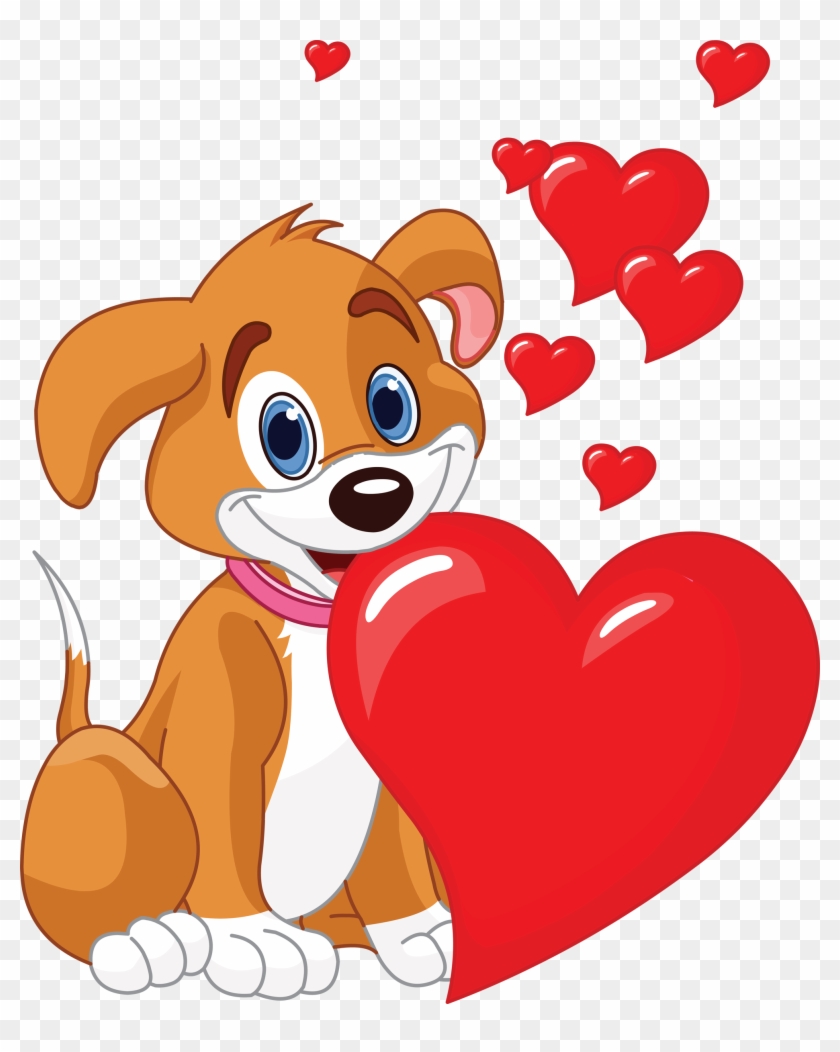 Puppy Love - - Cartoon Dog Valentine - Free Transparent PNG Clipart Images  Download