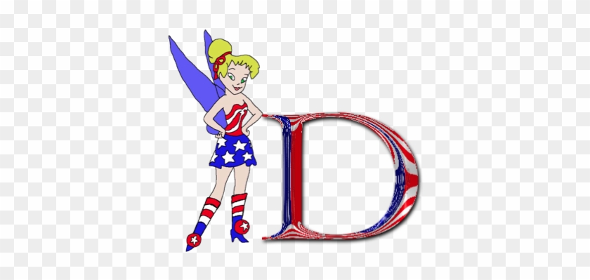 Tinkerbell, Tinker Bell, Usa, American Flag, Free Alphabet, - Cartoon #691809