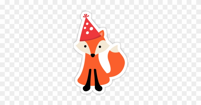 Cute Little Fox Wearing A Red Party Hat - Fox With Party Hat #691975