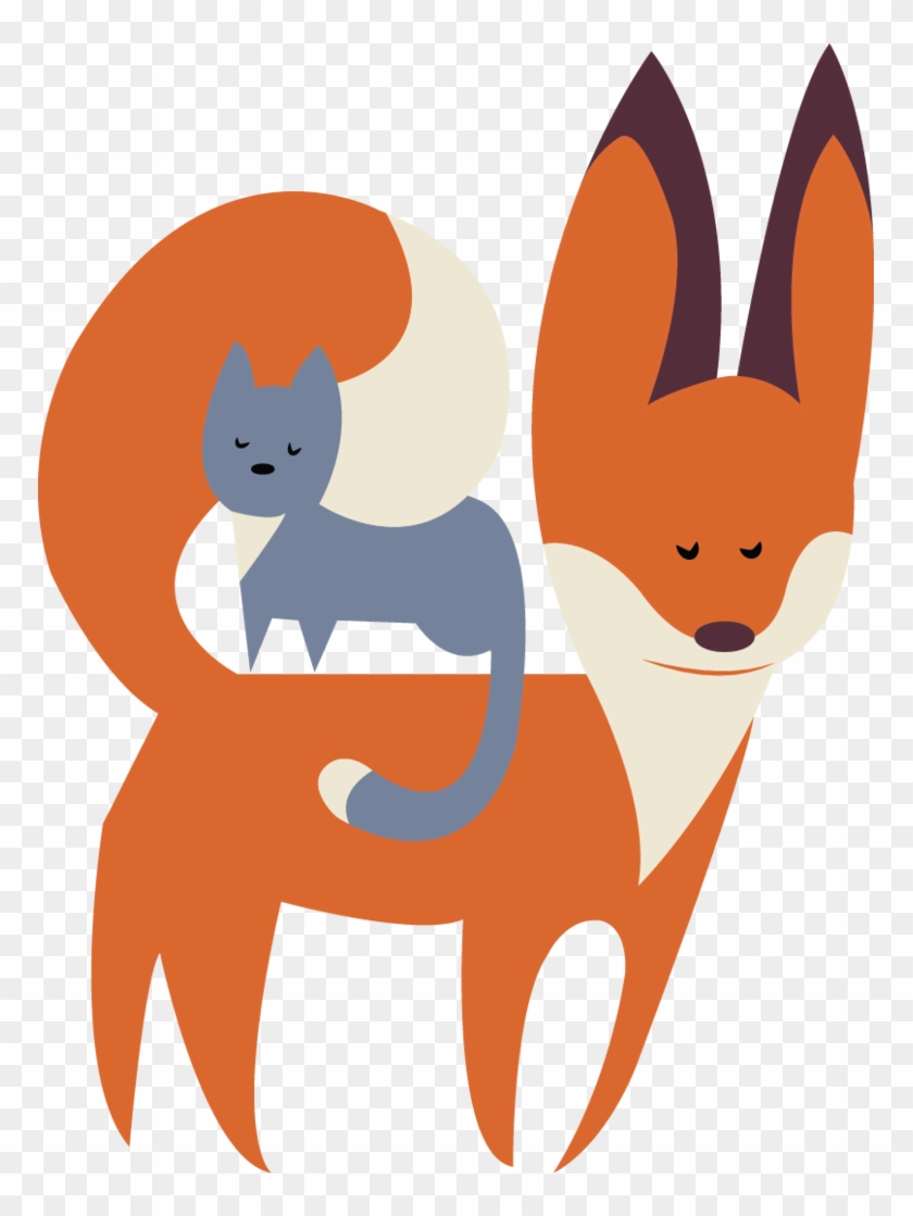Fox Clipart Cat - Fox And Cat Clipart #692376