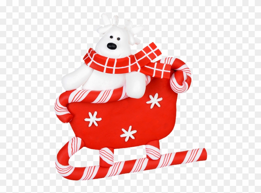 Christmas Snow Reindeer And Candy Cane Sleigh Clip - Bear #693020