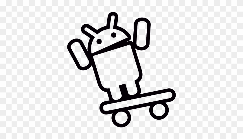 Android On Skateboard With Arms Up Vector - Android #693303