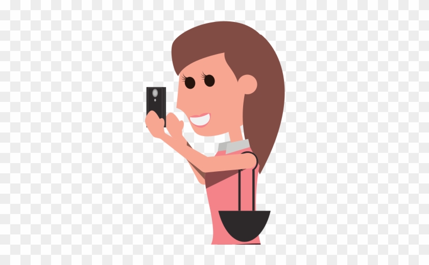 Stylish Woman With Smartphone Cartoon - People Chat #694211