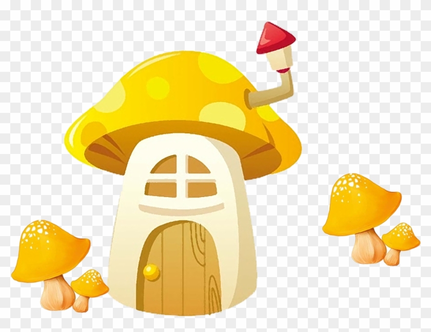 Yellow Cartoon Mushroom House - Yellow Cartoon Mushroom House - Free  Transparent PNG Clipart Images Download