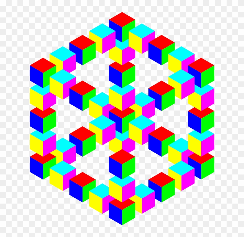 Impossible Hexagon Cube Clipart - Transparent Optical Illusion #694317