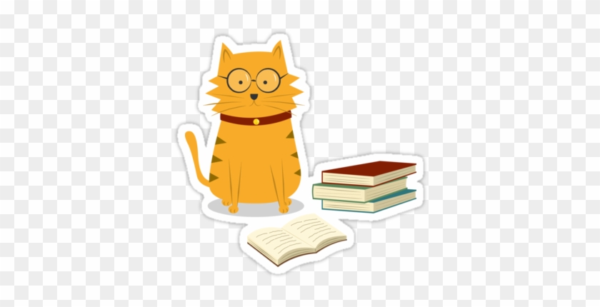 Nerdy Cat Redbubble Sticker By Cartoon Being - Nerdy Cat Canvas Print - Small By Cartoon Being #694435