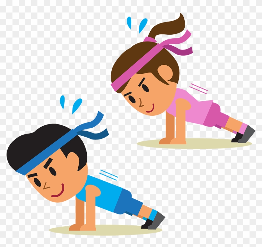 Physical Exercise Cartoon Plank Stretching - Cartoon Doing Push Ups #694450