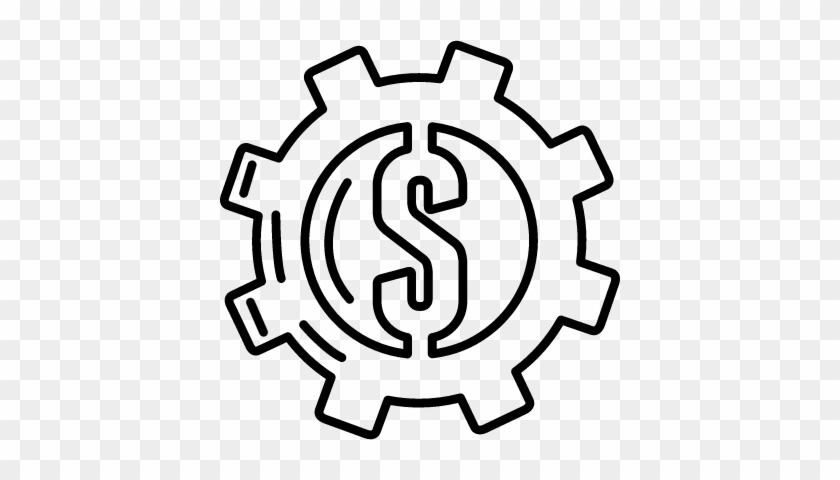 Dollar Sign In A Gear Wheel Outline Vector - Gear #694999