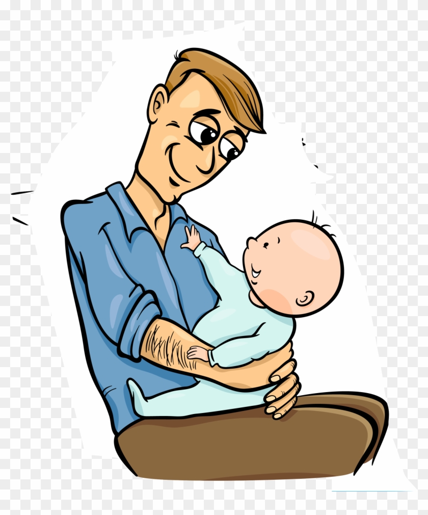 "our Baby Won't Settle If His Dad Puts Him To Bed - Cartoon Father With Baby #695307