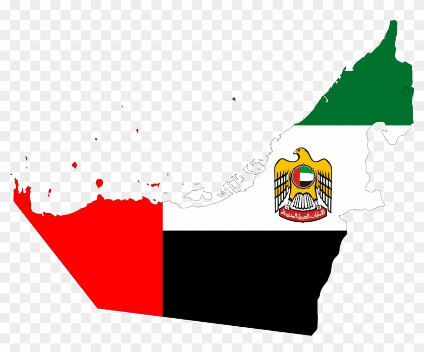 Arab Emirates Map Flag With Stroke With Emblem - United Arab Emirates Flag Map #695317