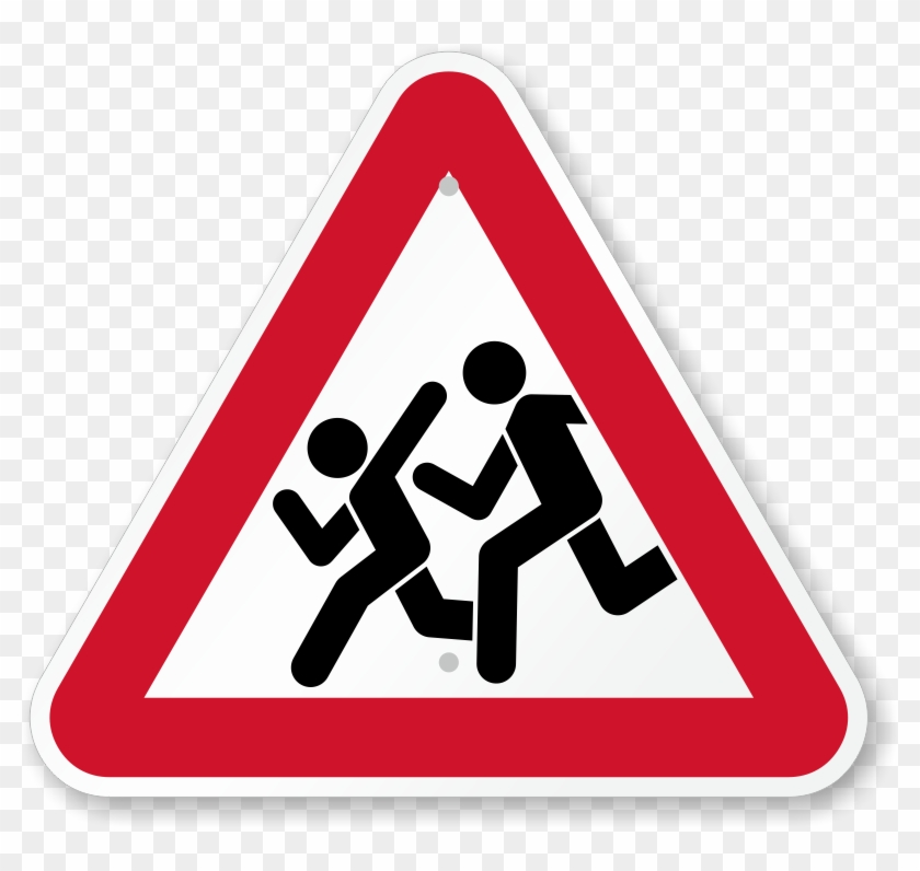 Children Crossing Pedestrian Road Traffic Warning Sign - School Ahead Sign Board #695429