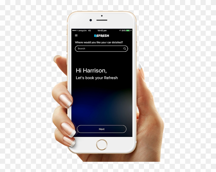 Mobile Car Detailing Iphone App Held By Ladies Hand - Dodocool Mini Wireless Bluetooth Speaker With Selfie #696162