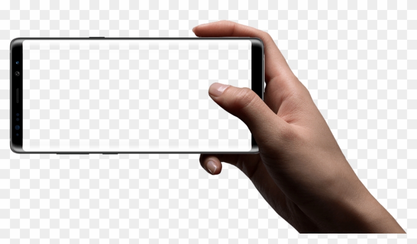Hand Holding The Galaxy Note8 In Landscape Mode - Cell Phone In Hand Png #696184