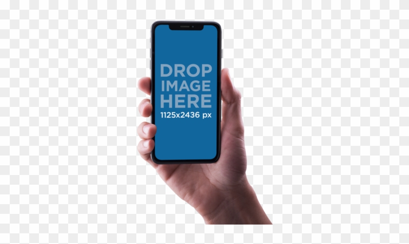Male Hand Holding A Black Iphone X Mockup Against A - Hand Holding Iphone X #696226