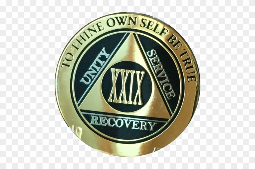 Aa Medallion Elegant Black Gold & Silver Plated Years - 4 Year Aa Medallion Reflex Blue Gold Plated Sobriety #696298