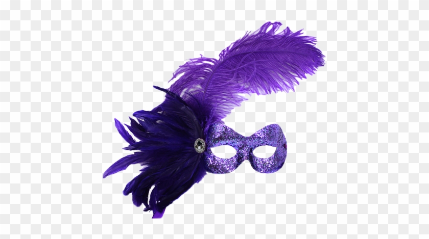 Missy Purple Feathered Masquerade Mask - Masquerade Mask Transparent Png #696737